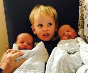 First time toddler meets his two brothers