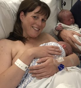 Mum after giving birth to twins