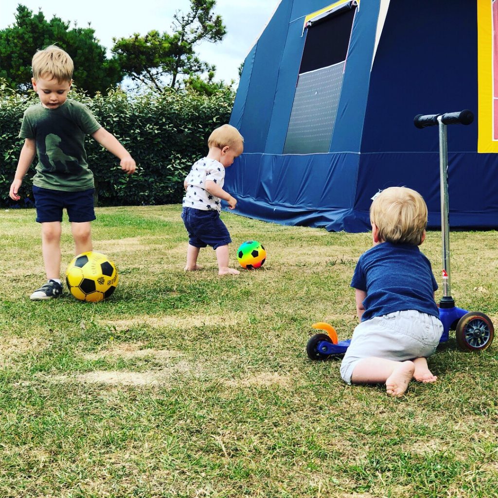 Little boys at Trevornick camp site from list of UK family holidays ideas