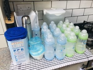 Formula and bottles needed to feed two babies