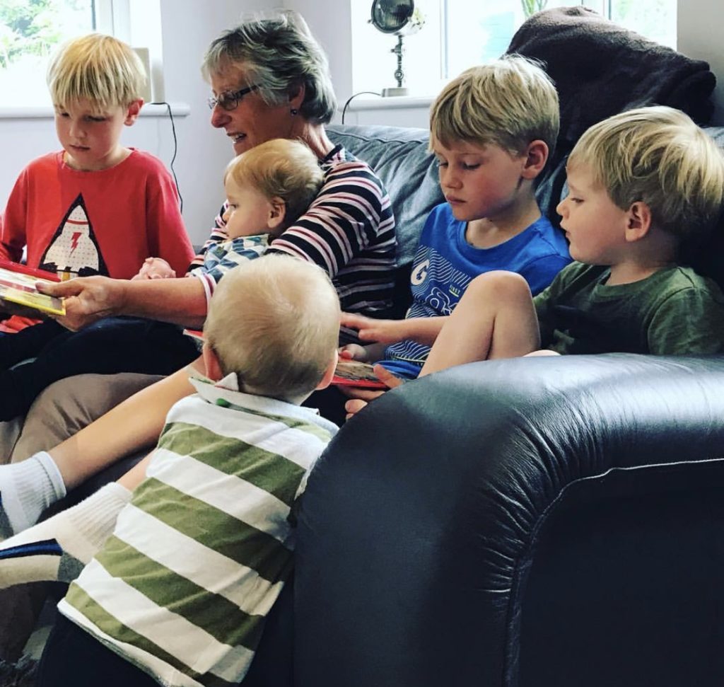 Granny with all five grandsons