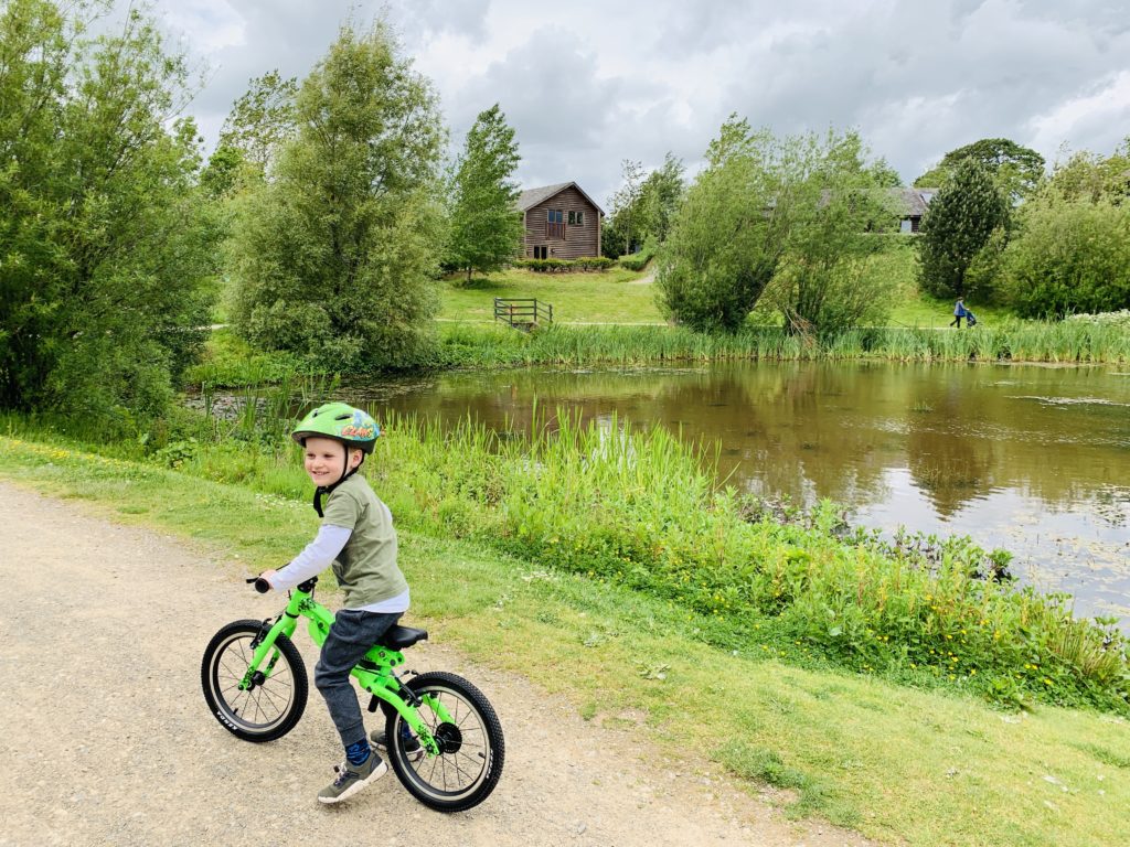 Thomas on his new bike at Bluestone lake