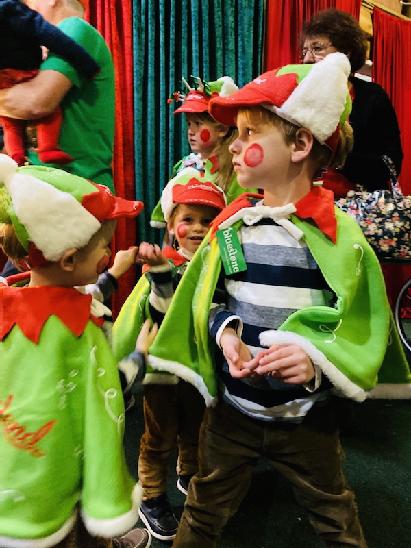 Brothers dressed as elves at Bluestone's Christmasland