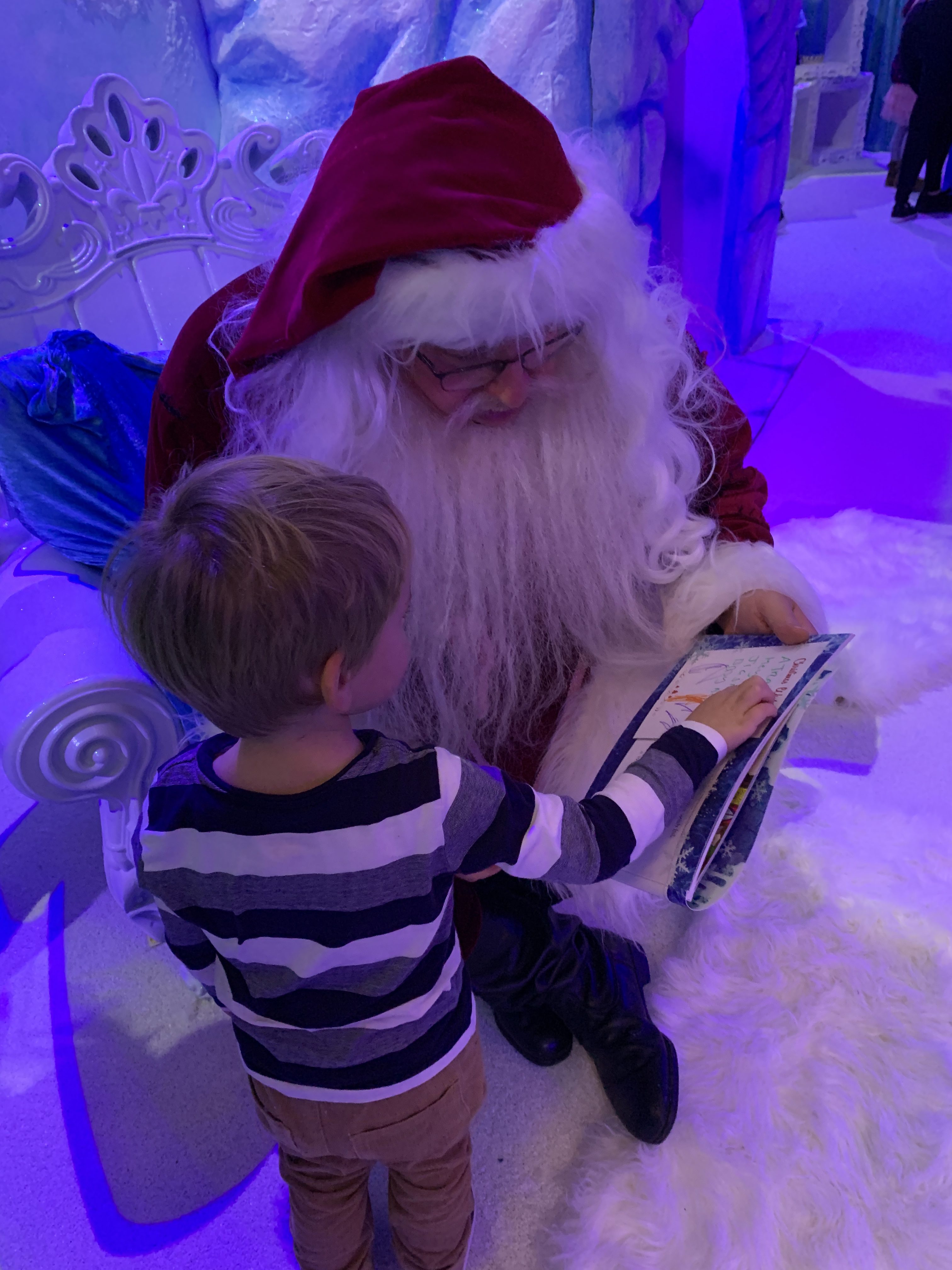 Toddler and Santa at Bluestone's Christmasland