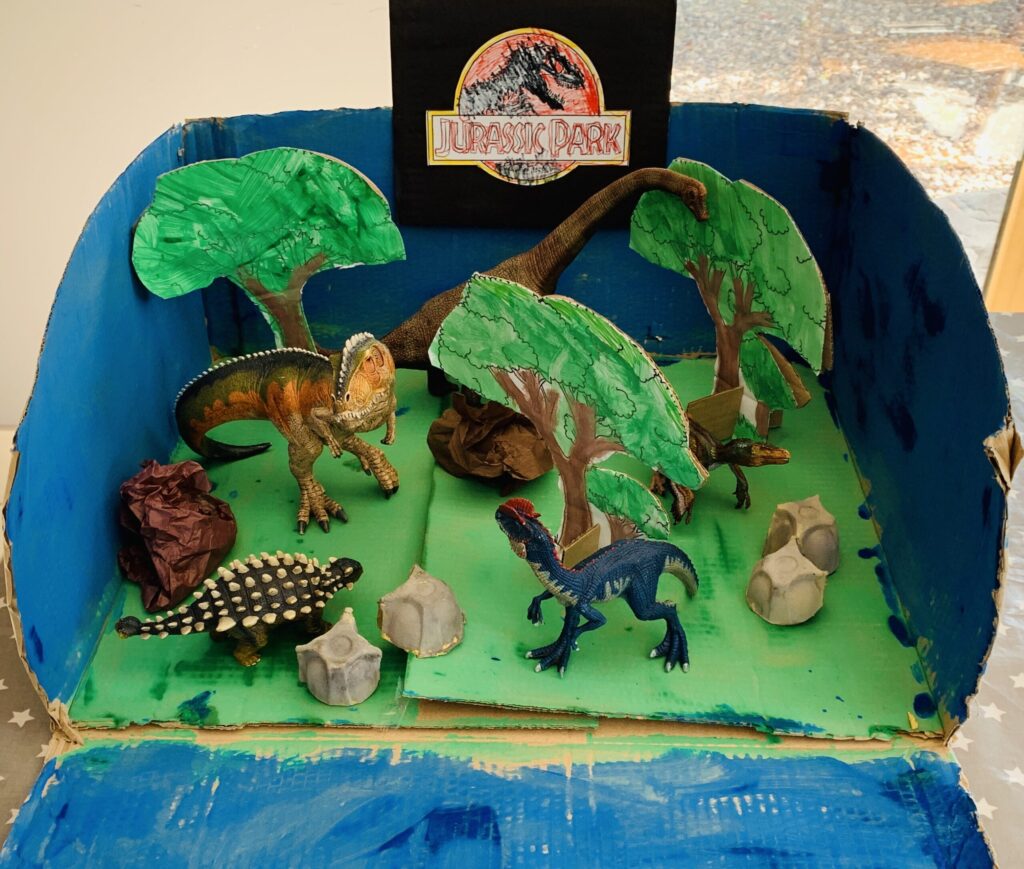 Model of jurassic park made by four year old in lockdown