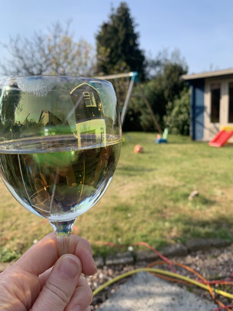 Wine in a garden in lockdown