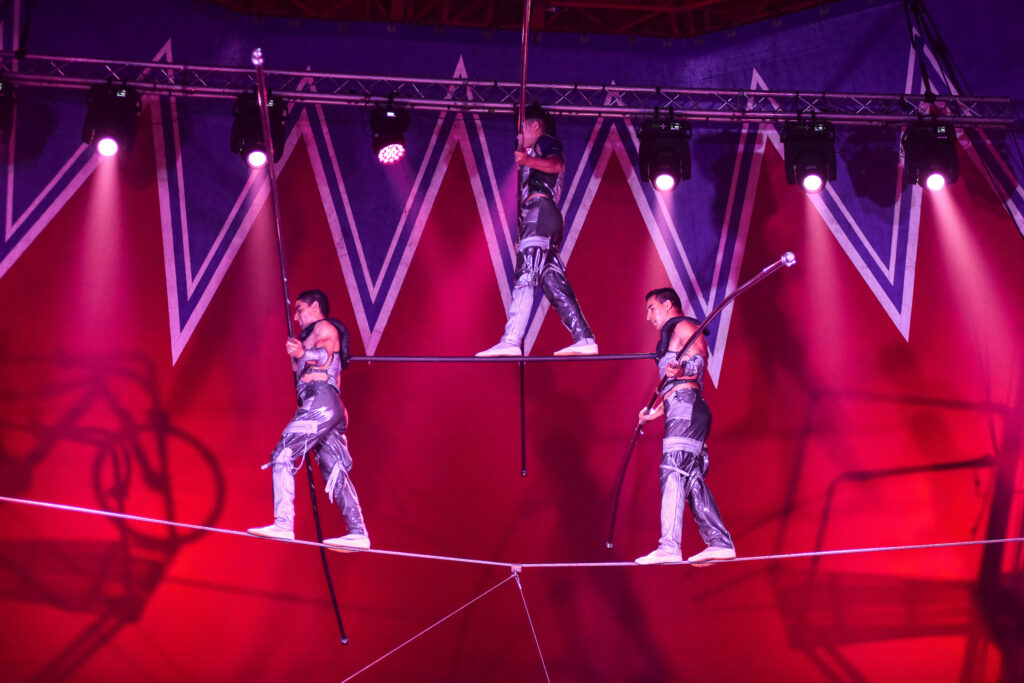 Circus Berlin performers in Plymouth on the high ropes