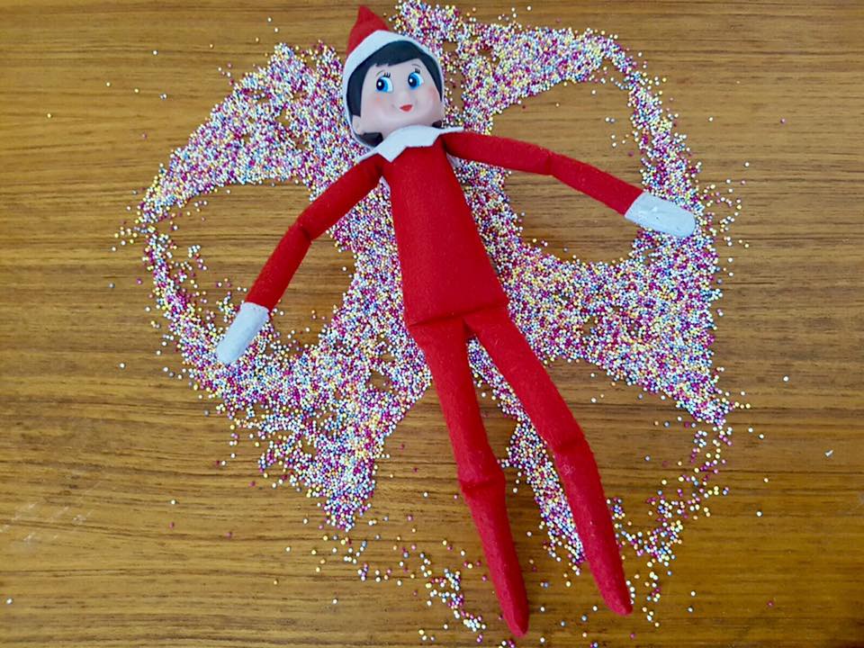 Elf on the shelf ideas - snow angels in sprinkles