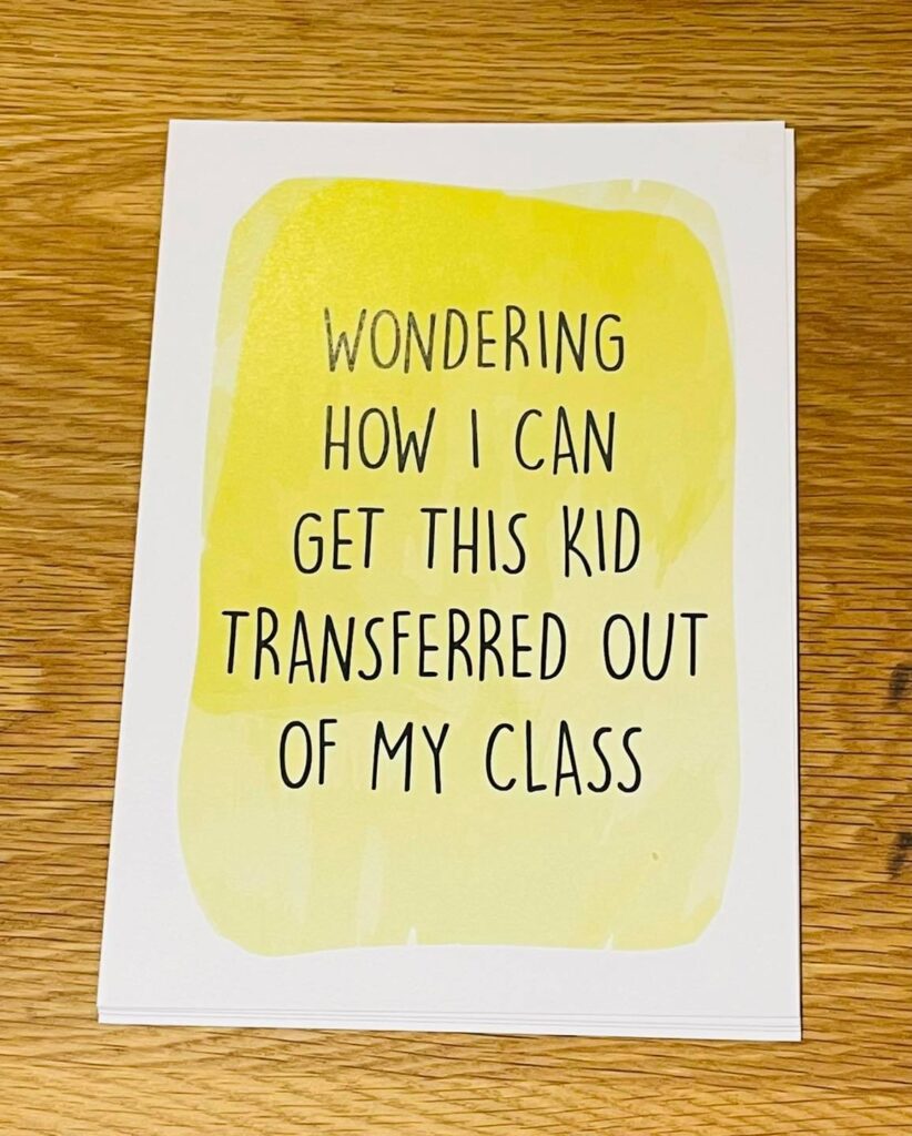 A homeschooling milestone card about getting the child transferred to another class