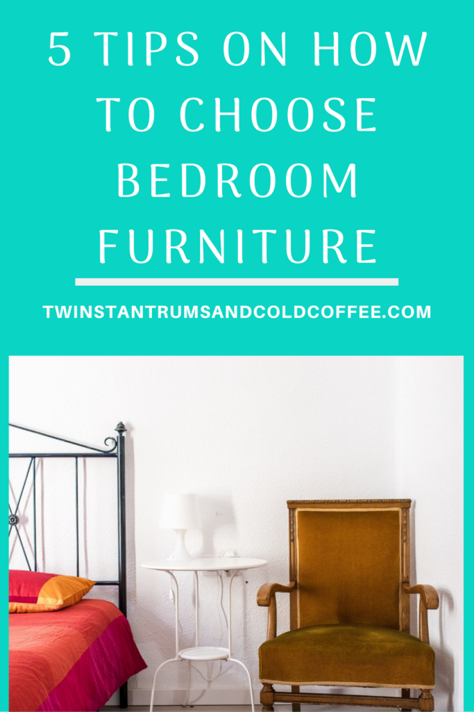 Pin image of a bed, bedside table and chair for tips on how to choose bedroom furniture