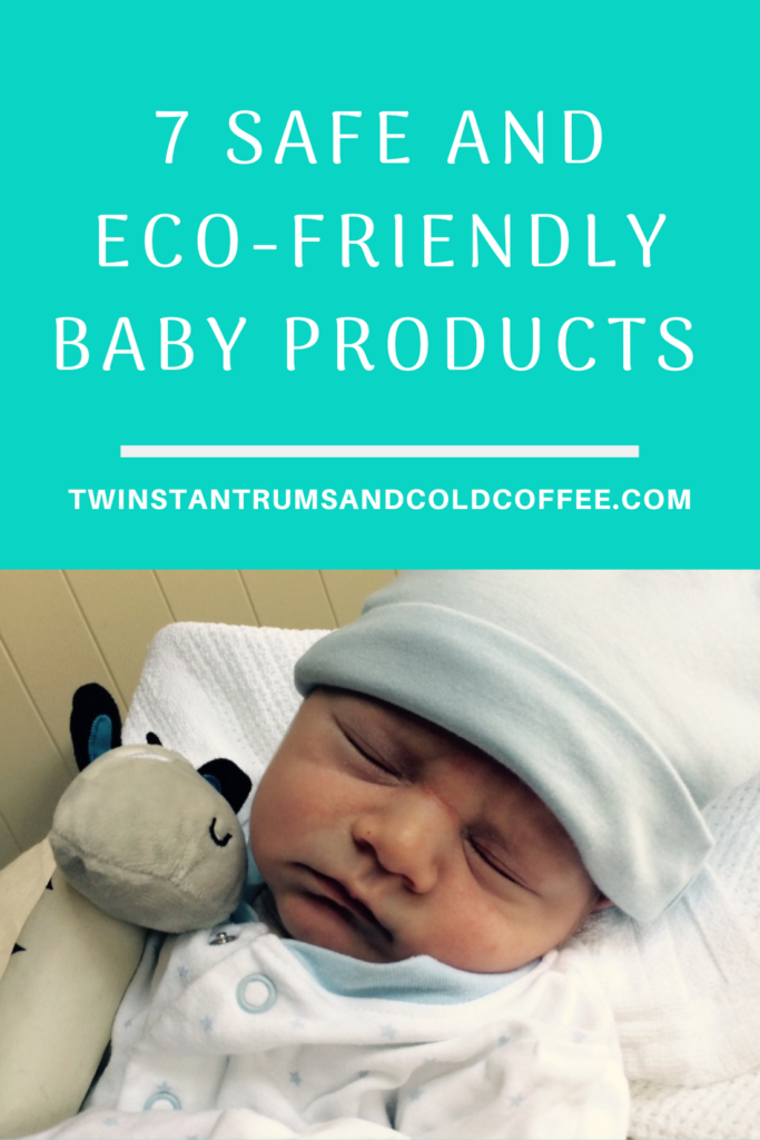 PIN for safe and eco friendly baby products with a newborn asleep