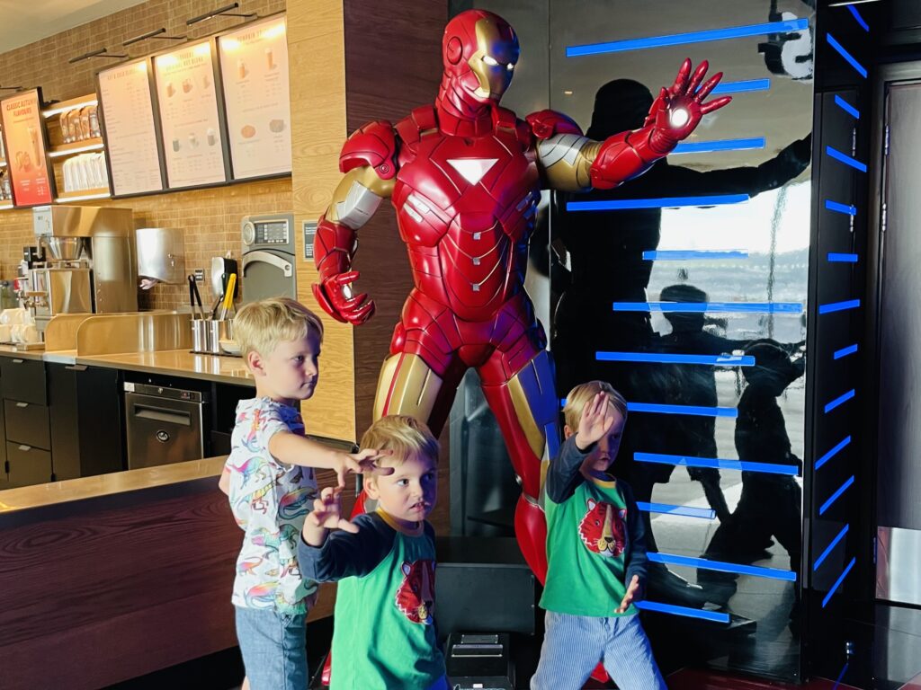 Brothers inside Cineworld on a family day out at Drake Circus