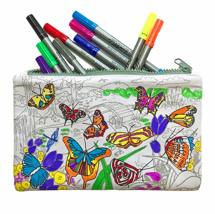 Eat Sleep Doodle colour-in butterfly pencil case