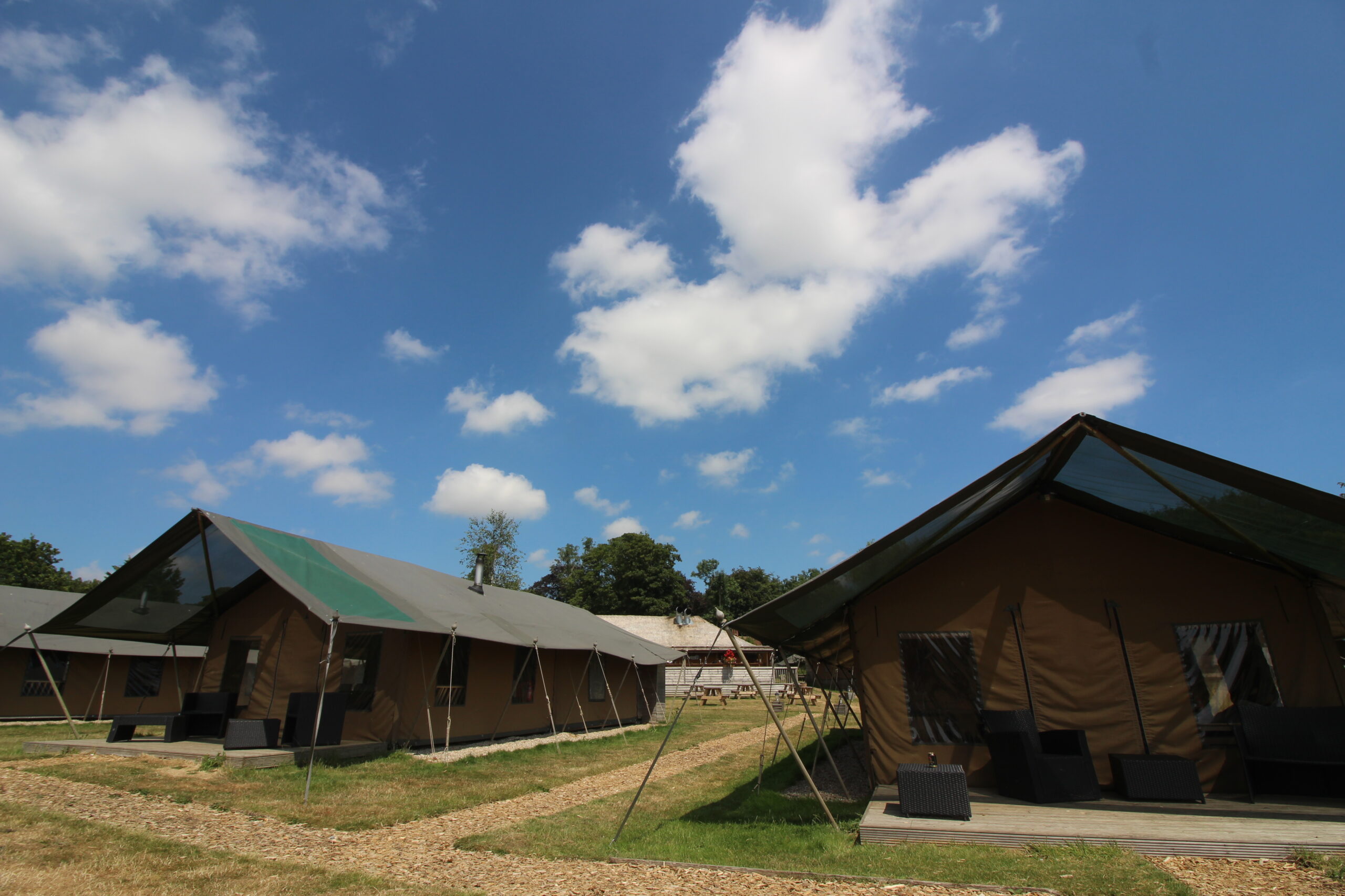 The outside of the glamping tents at Bear Lodge