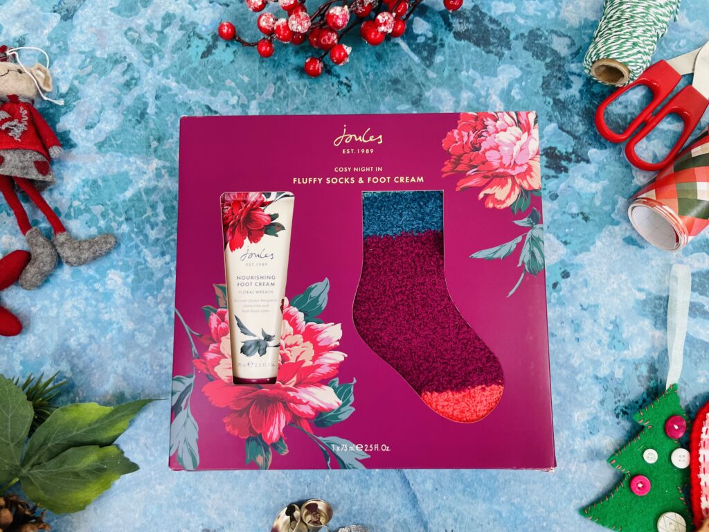 Fluffy Joules socks and foot cream from Boots 