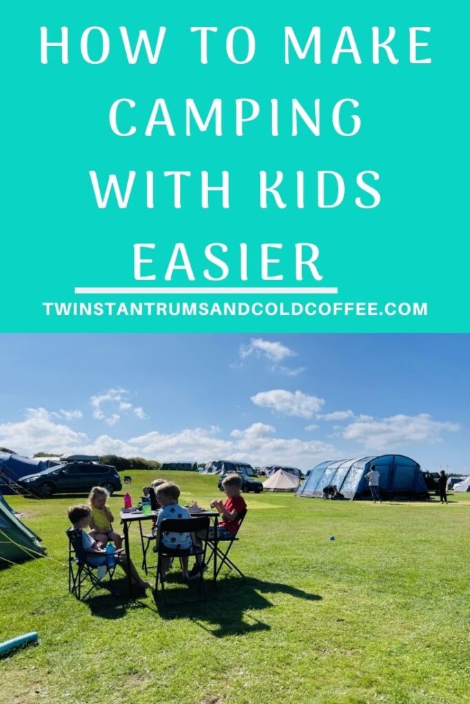 How to make camping with kids easier PIN of children eating in the field of a campsite