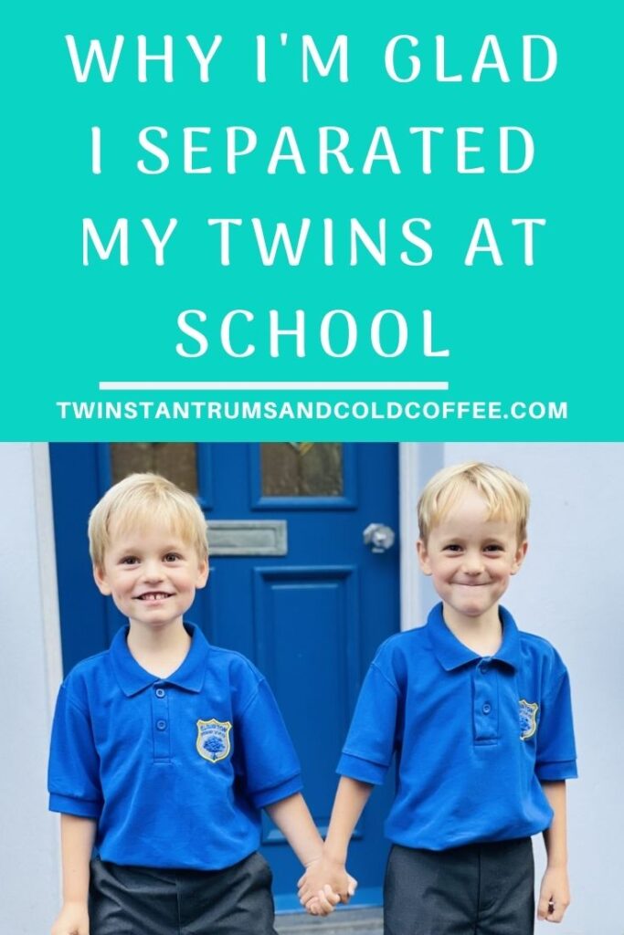 PIN image of twin brothers on their first day of school being separated into different classes