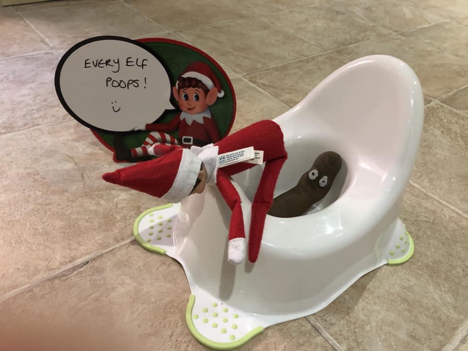 Elves do a poo on the potty by Gemma George