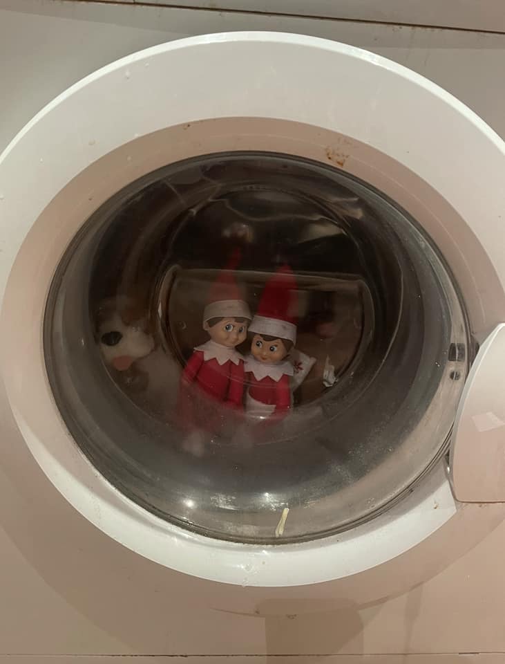 Elves hiding in the washing machine by Claire Bayliss
