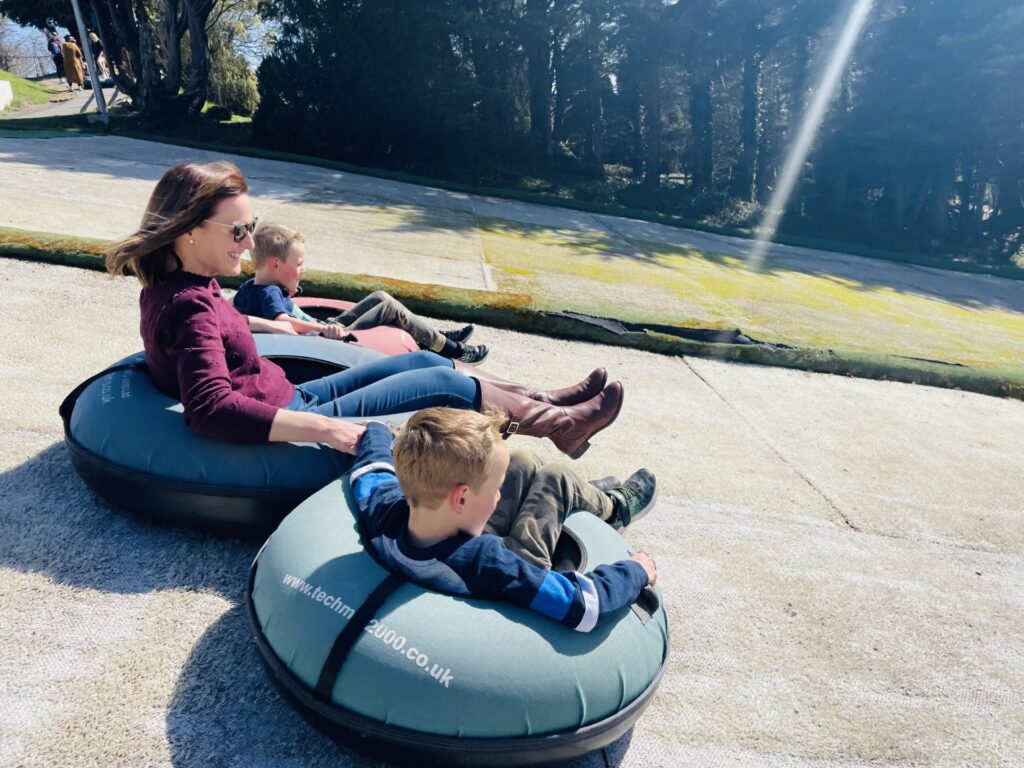 A family sno-tubing in Plymouth
