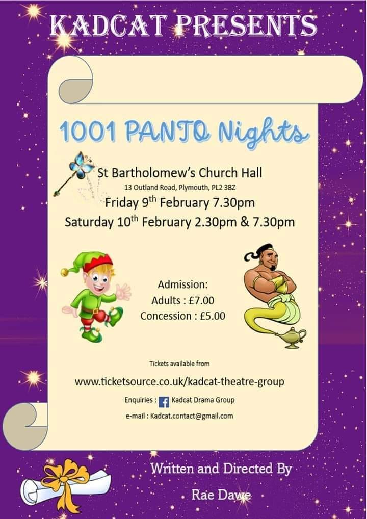 Kadcat Theatre Company's panto during february half term in Plymouth