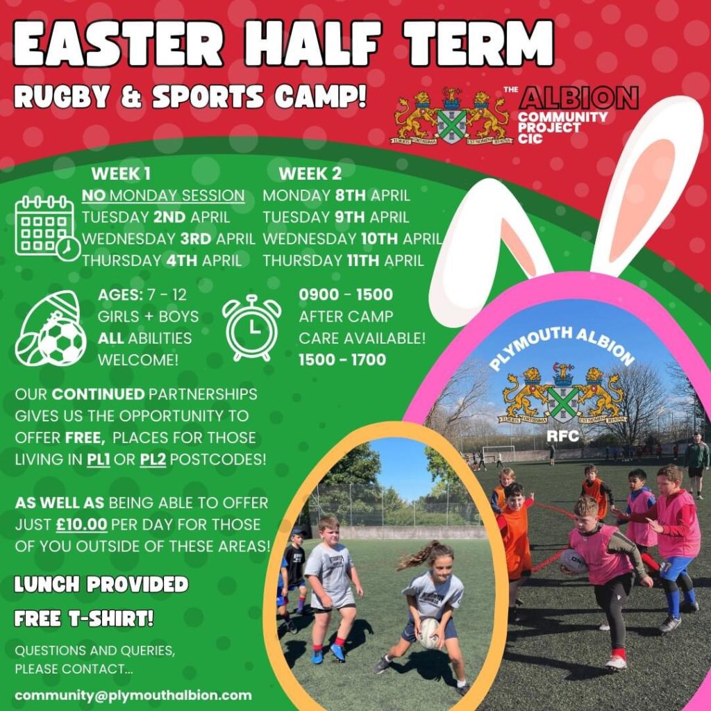 Plymouth Albion rugby camps during Easter 2024 in Plymouth