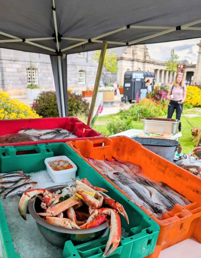 Seafood on sale at Royal William Yard